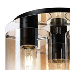 Regent Maisy 3 Light 370mm Round Flush Ceiling Light - Black / Amber Fade