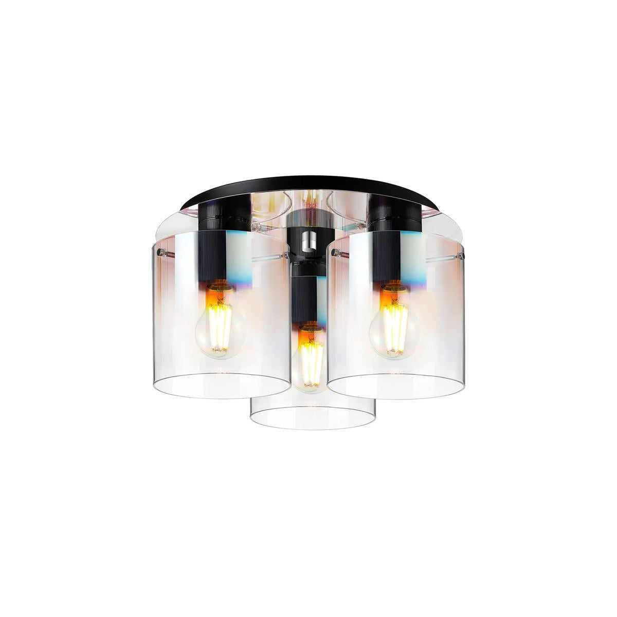 Regent Maisy 3 Light 370mm Round Flush Ceiling Light - Black / Iridescent Fade