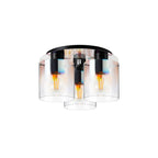 Regent Maisy 3 Light 370mm Round Flush Ceiling Light - Black / Iridescent Fade