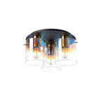 Regent Maisy 3 Light 370mm Round Flush Ceiling Light - Brass / Sand Black / Iridescent Fade