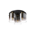 Regent Maisy 3 Light 370mm Round Flush Ceiling Light - Brass / Sand Black / Smoke Fade
