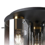 Regent Maisy 3 Light 370mm Round Flush Ceiling Light - Brass / Sand Black / Smoke Fade