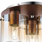 Regent Maisy 3 Light 370mm Round Flush Ceiling Light - Mocha / Amber Fade
