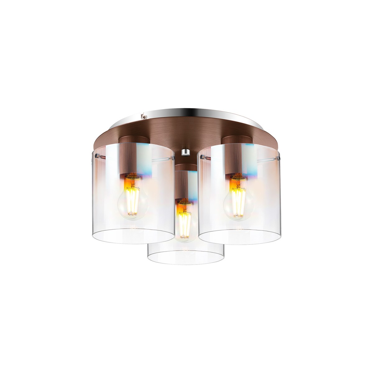 Regent Maisy 3 Light 370mm Round Flush Ceiling Light - Mocha / Iridescent Fade