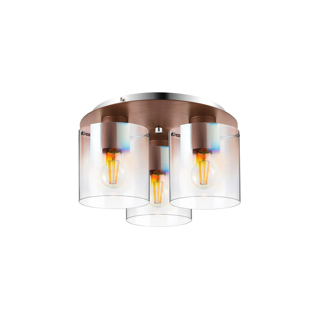 Regent Maisy 3 Light 370mm Round Flush Ceiling Light - Mocha / Iridescent Fade