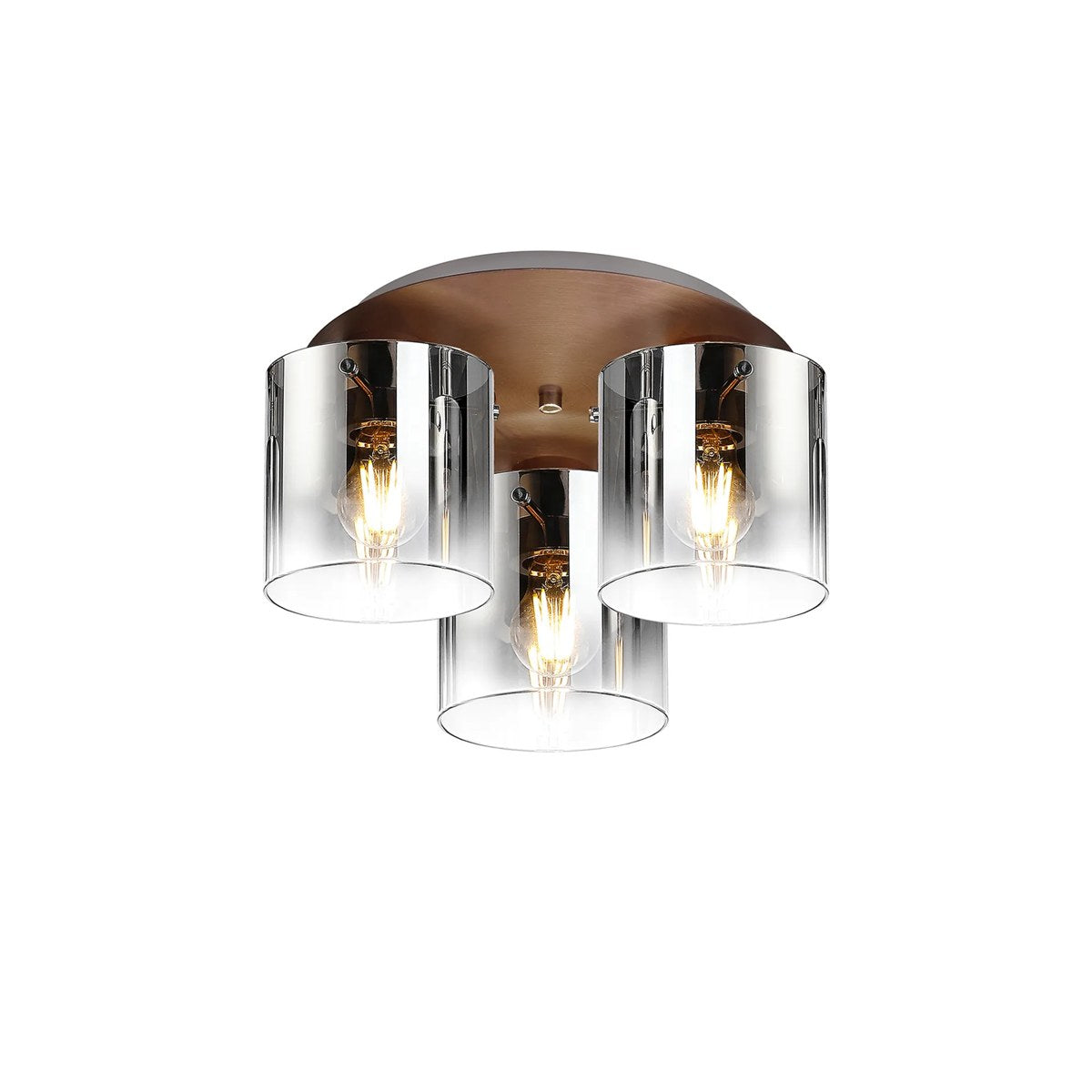 Regent Maisy 3 Light 370mm Round Flush Ceiling Light - Mocha / Smoke Fade