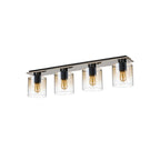 Regent Maisy 4 Light 900mm Linear Flush Ceiling Light - Black / Amber Fade