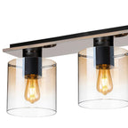 Regent Maisy 4 Light 900mm Linear Flush Ceiling Light - Black / Amber Fade