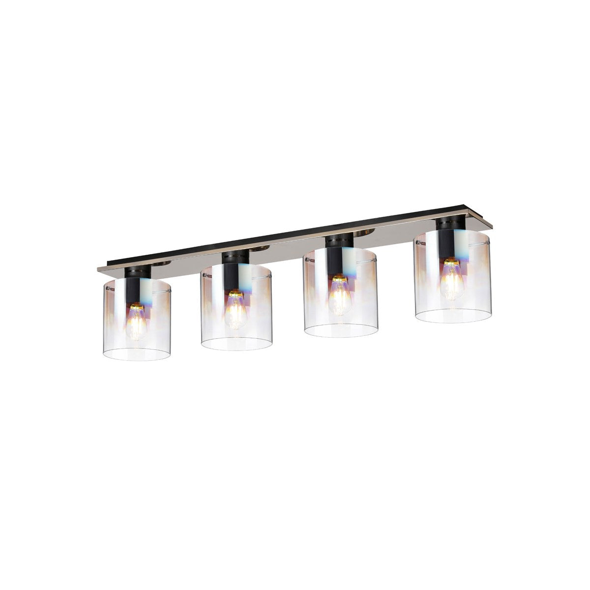 Regent Maisy 4 Light 900mm Linear Flush Ceiling Light - Black / Iridescent Fade