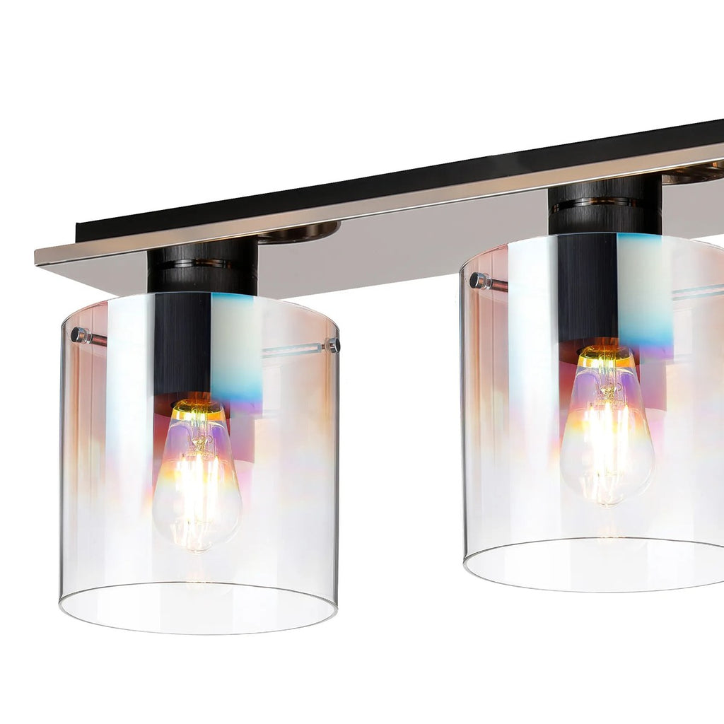 Regent Maisy 4 Light 900mm Linear Flush Ceiling Light - Black / Iridescent Fade