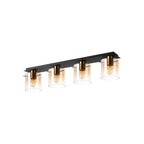 Regent Maisy 4 Light 900mm Linear Flush Ceiling Light - Brass / Sand Black / Amber Fade
