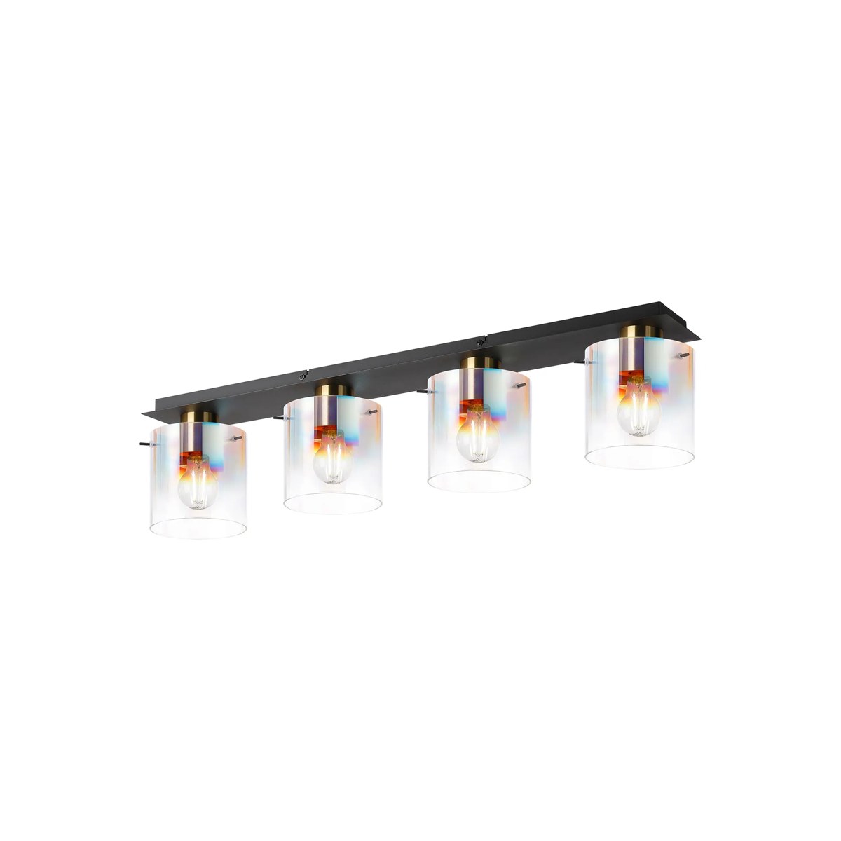Regent Maisy 4 Light 900mm Linear Flush Ceiling Light - Brass / Sand Black / Iridescent Fade