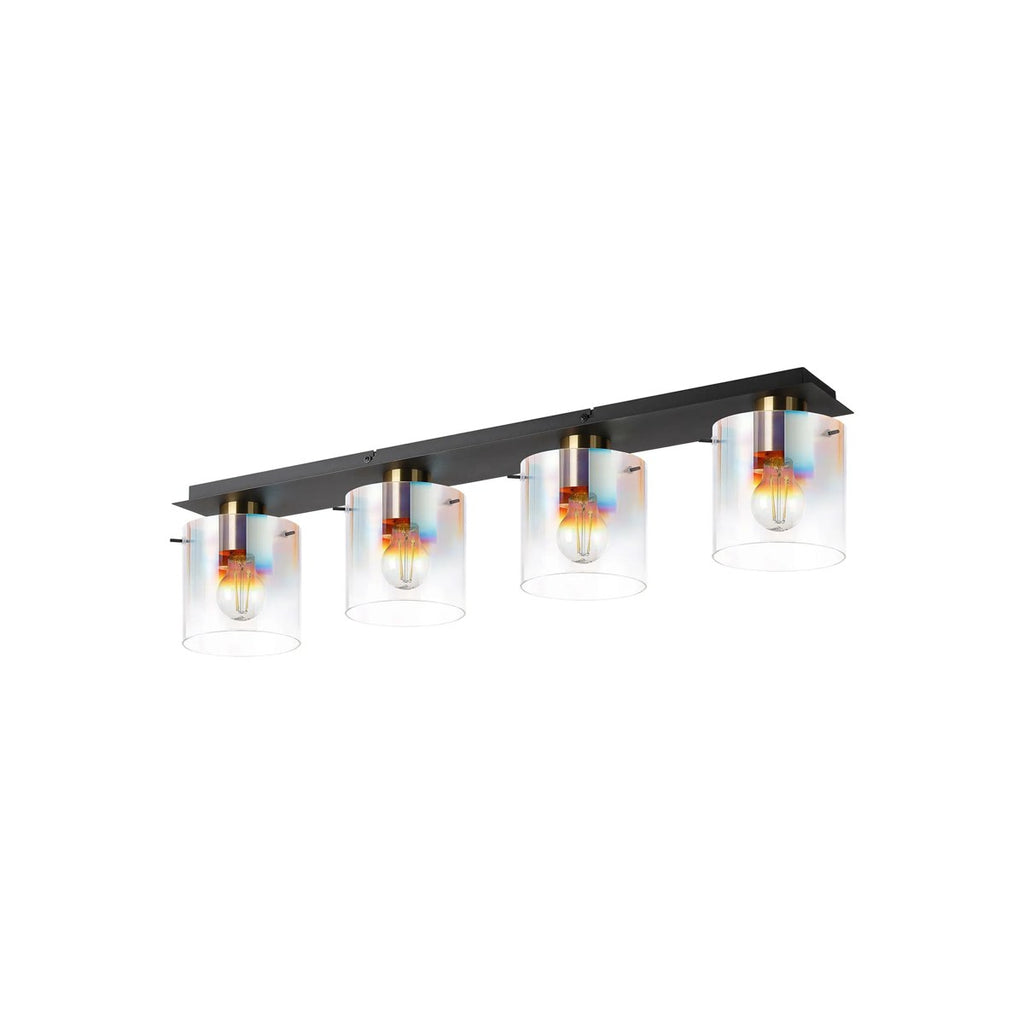 Regent Maisy 4 Light 900mm Linear Flush Ceiling Light - Brass / Sand Black / Iridescent Fade