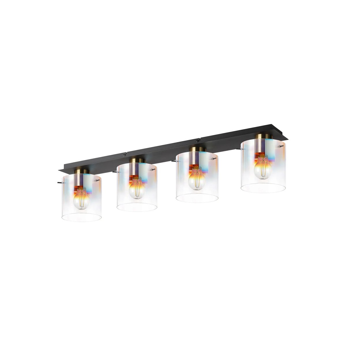 Regent Maisy 4 Light 900mm Linear Flush Ceiling Light - Brass / Sand Black / Iridescent Fade
