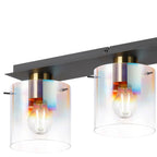 Regent Maisy 4 Light 900mm Linear Flush Ceiling Light - Brass / Sand Black / Iridescent Fade