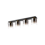 Regent Maisy 4 Light 900mm Linear Flush Ceiling Light - Brass / Sand Black / Smoke Fade