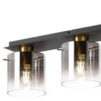 Regent Maisy 4 Light 900mm Linear Flush Ceiling Light - Brass / Sand Black / Smoke Fade