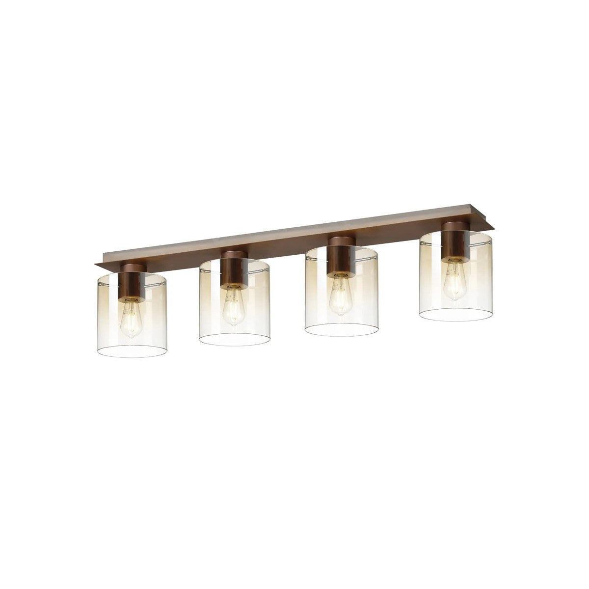 Regent Maisy 4 Light 900mm Linear Flush Ceiling Light - Mocha / Amber Fade