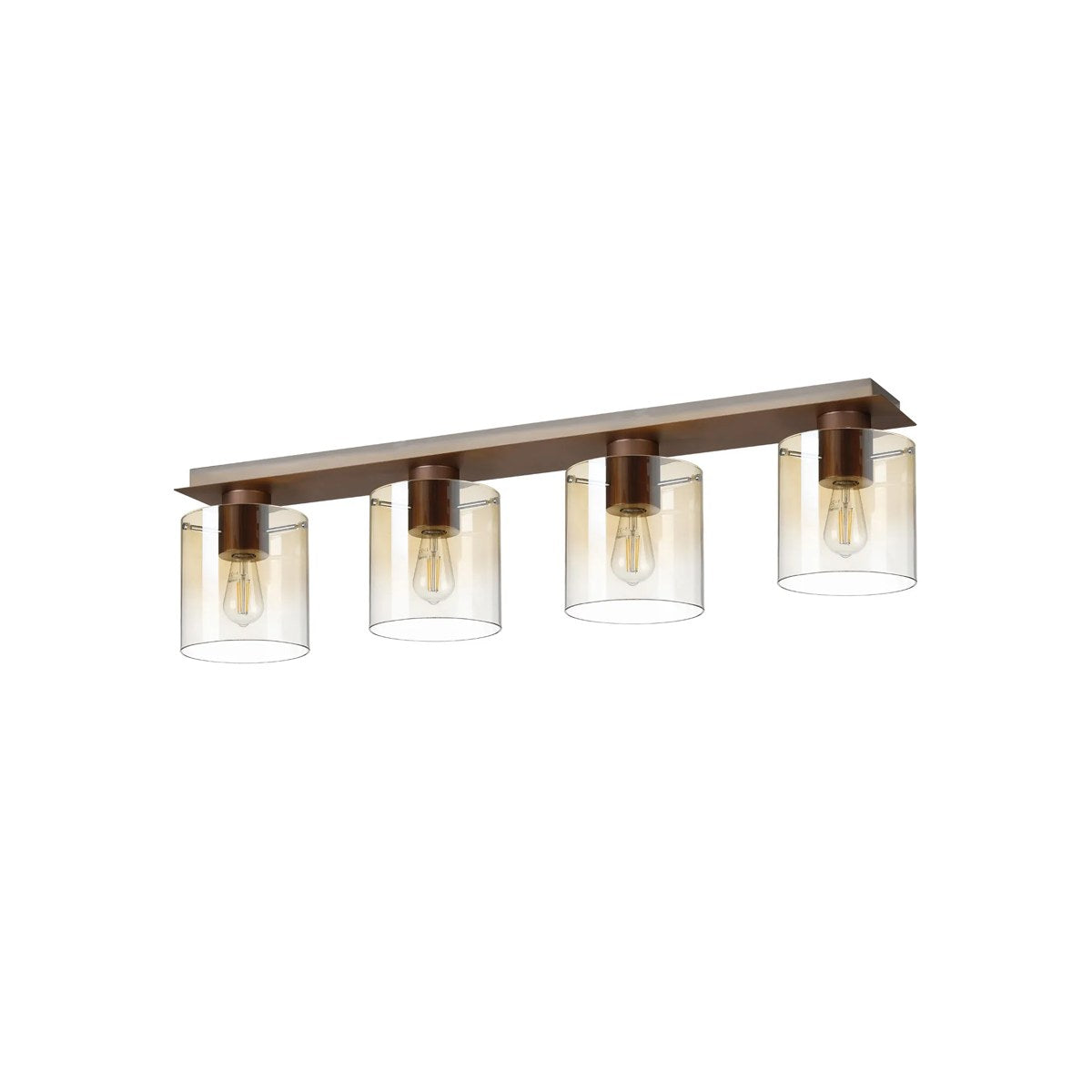 Regent Maisy 4 Light 900mm Linear Flush Ceiling Light - Mocha / Amber Fade
