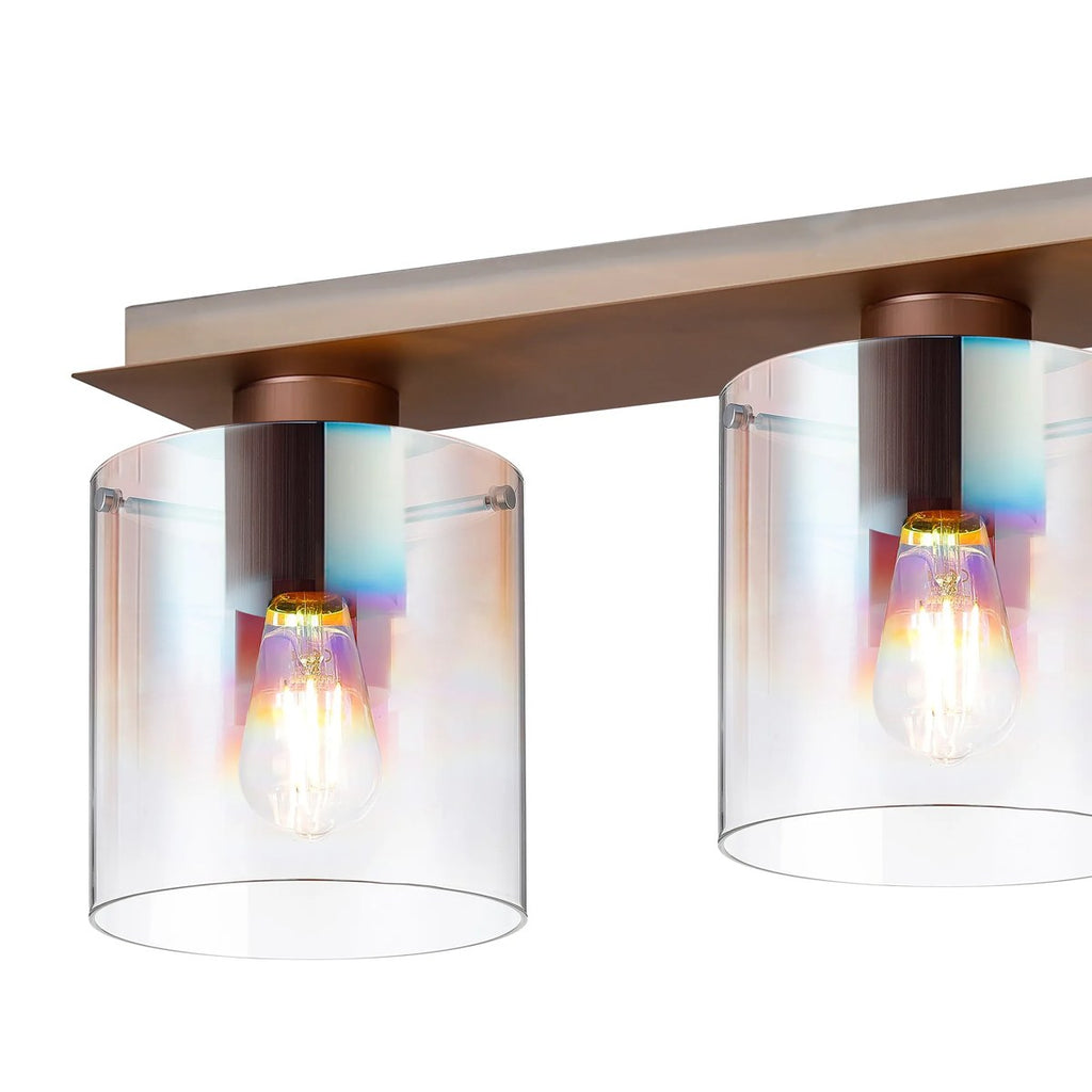Regent Maisy 4 Light 900mm Linear Flush Ceiling Light - Mocha / Iridescent Fade