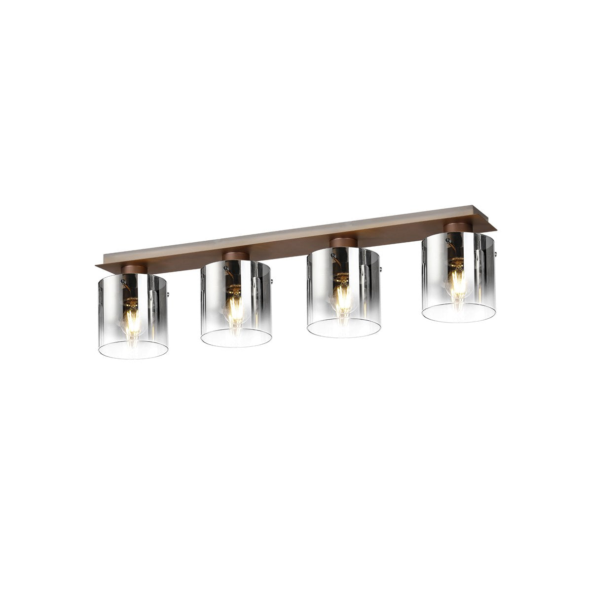 Regent Maisy 4 Light 900mm Linear Flush Ceiling Light - Mocha / Smoke Fade
