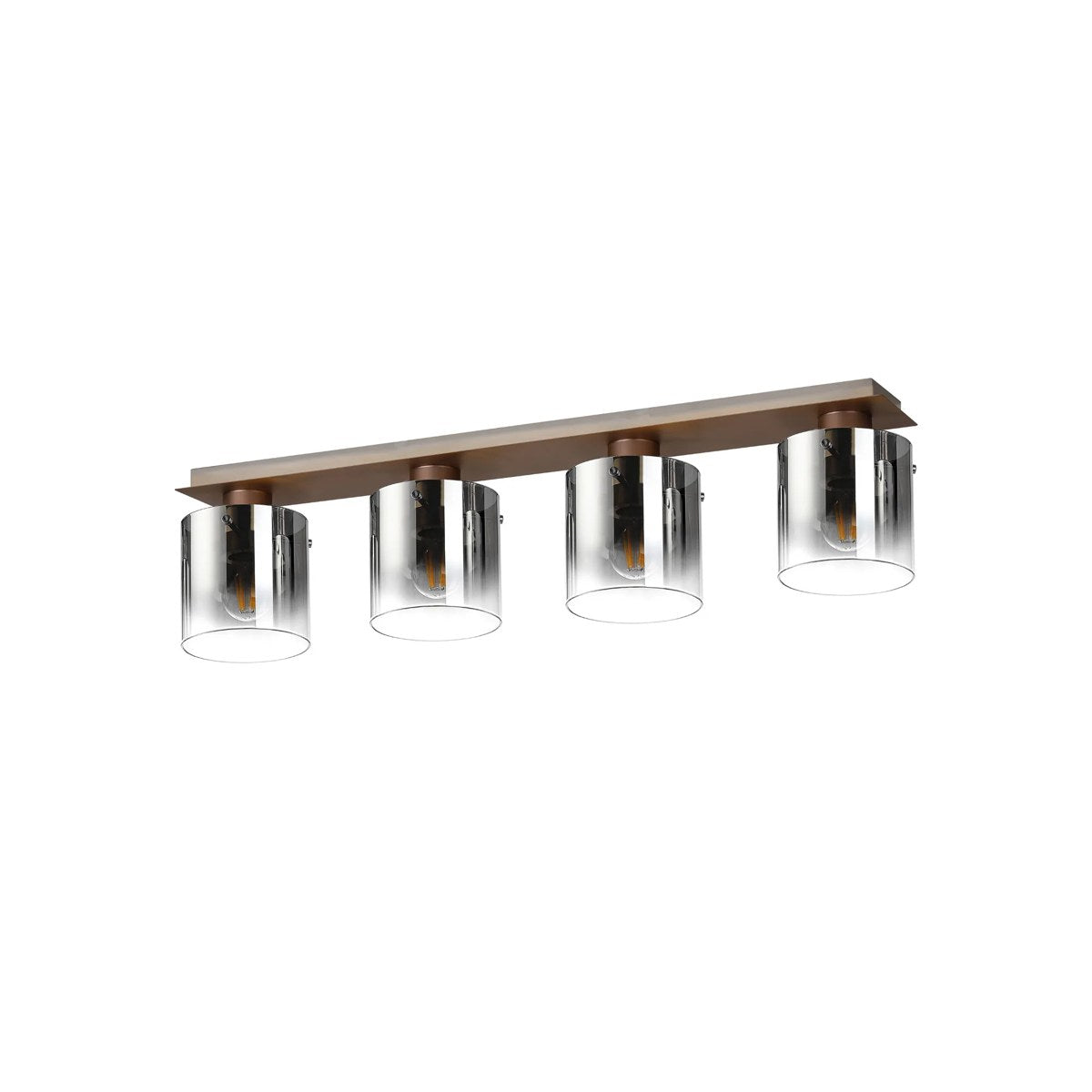Regent Maisy 4 Light 900mm Linear Flush Ceiling Light - Mocha / Smoke Fade
