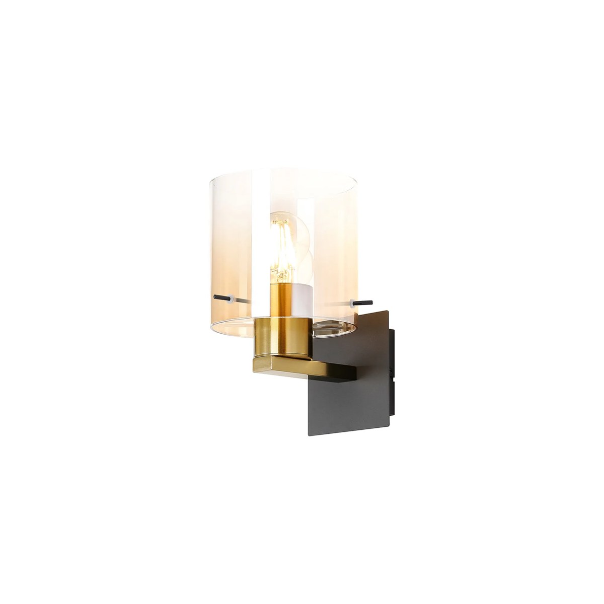 Regent Maisy 245mm Switched Wall Light - Brass / Sand Black / Amber Fade
