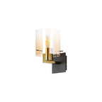 Regent Maisy 245mm Switched Wall Light - Brass / Sand Black / Amber Fade