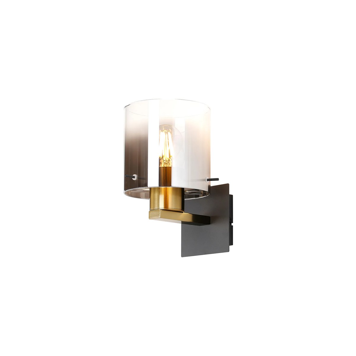 Regent Maisy 245mm Switched Wall Light - Brass / Sand Black / Smoke Fade
