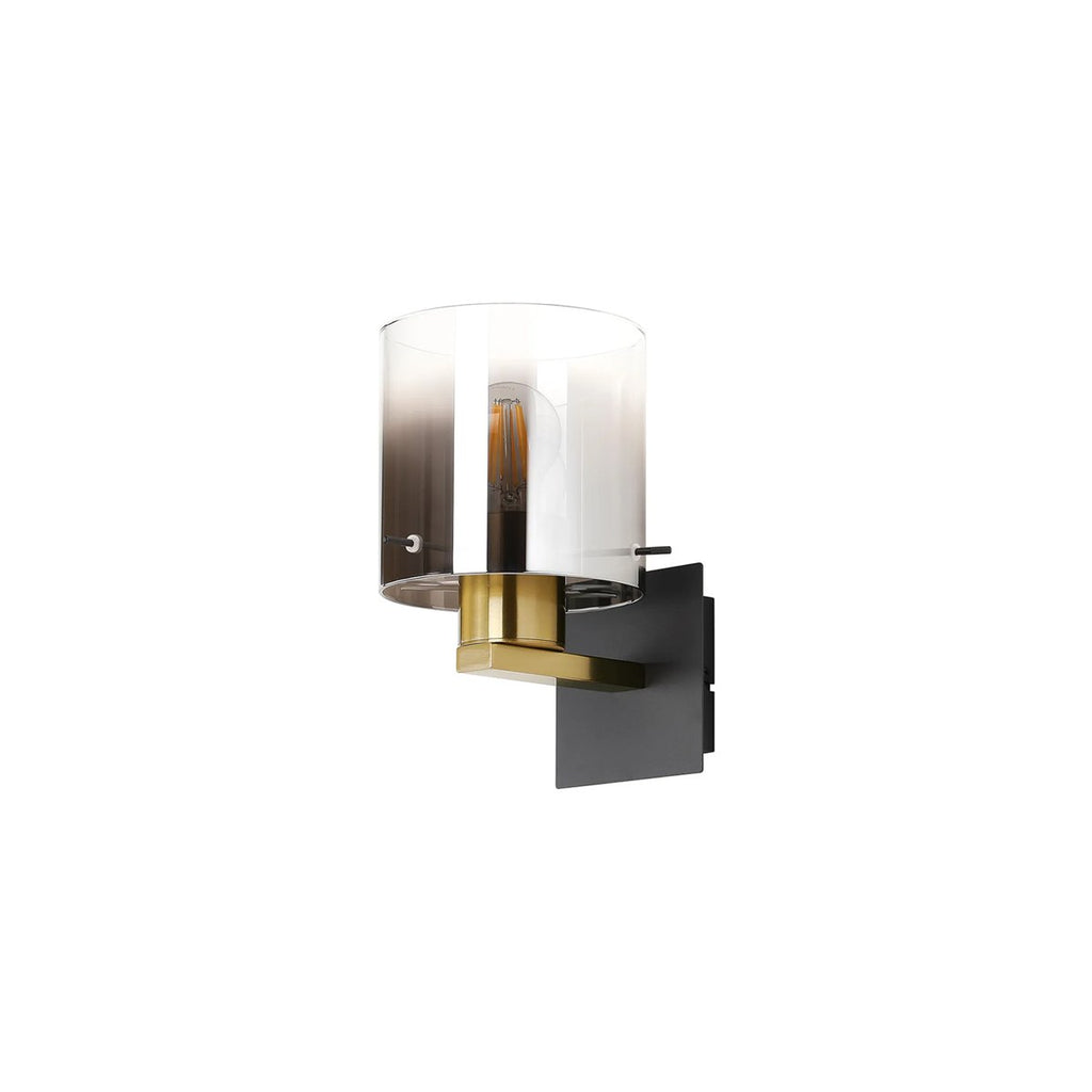 Regent Maisy 245mm Switched Wall Light - Brass / Sand Black / Smoke Fade