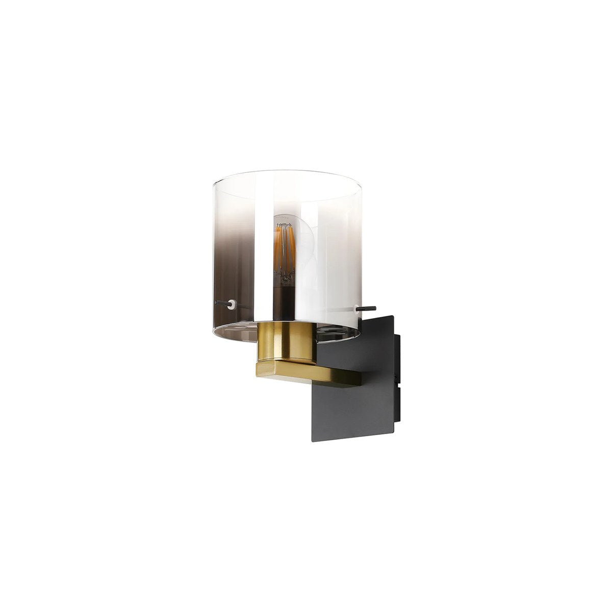 Regent Maisy 245mm Switched Wall Light - Brass / Sand Black / Smoke Fade
