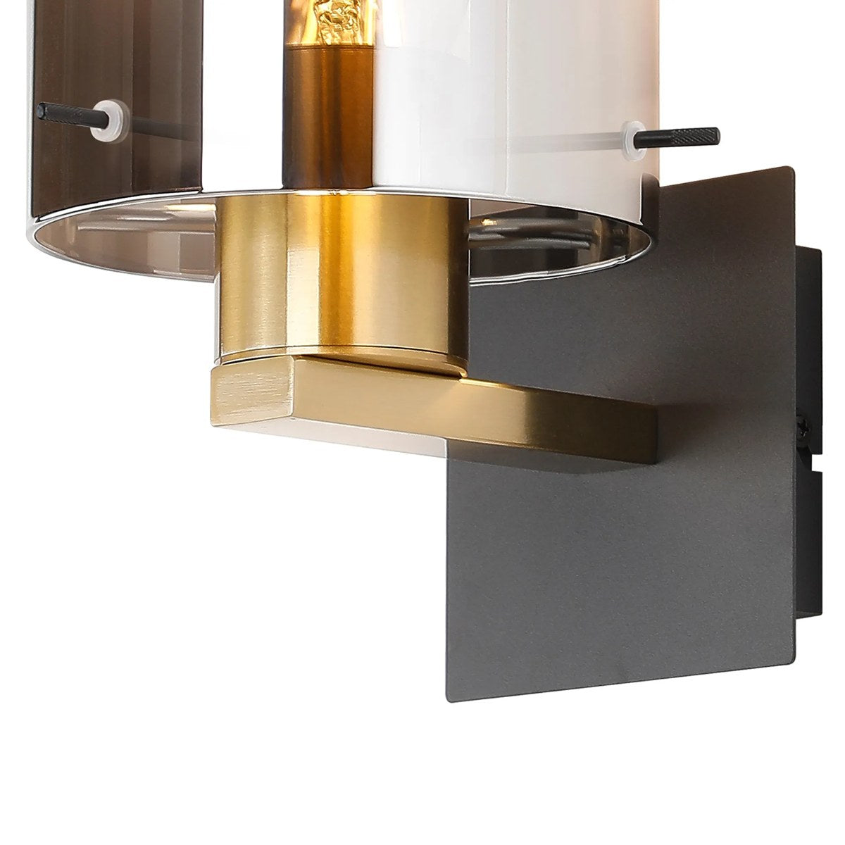 Regent Maisy 245mm Switched Wall Light - Brass / Sand Black / Smoke Fade
