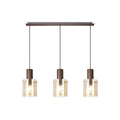 Regent Maisy 3 Light Linear Pendant Light 1000mm Long in Mocha with Amber Glass