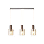 Regent Maisy 3 Light Linear Pendant Light 1000mm Long in Mocha with Amber Glass