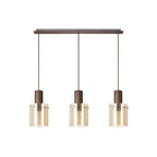 Regent Maisy 3 Light Linear Pendant Light 1000mm Long in Mocha with Amber Glass