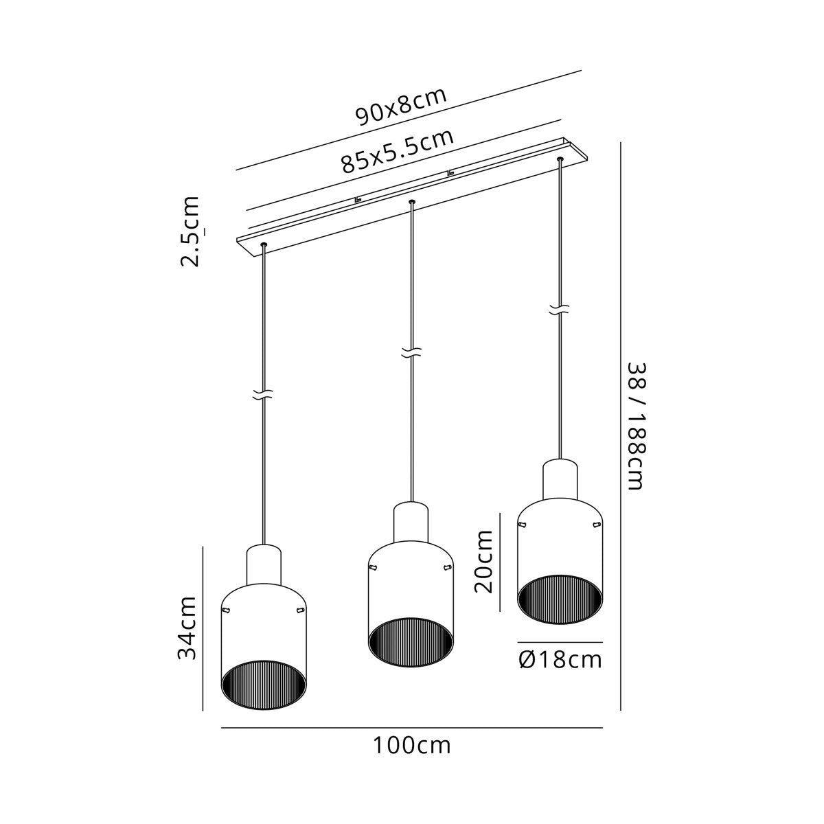 Regent Maisy 3 Light Linear Pendant Light 1000mm Long in Mocha with Amber Glass