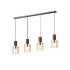 Regent Maisy 4 Light Linear Pendant 1420mm in Mocha with Amber Glass