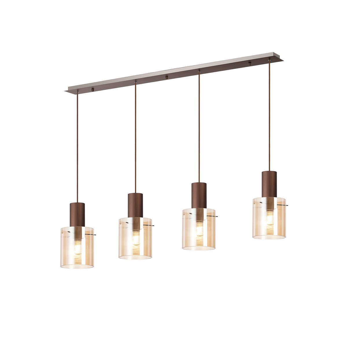 Regent Maisy 4 Light Linear Pendant 1420mm in Mocha with Amber Glass