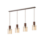 Regent Maisy 4 Light Linear Pendant 1420mm in Mocha with Amber Glass