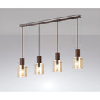 Regent Maisy 4 Light Linear Pendant 1420mm in Mocha with Amber Glass