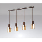 Regent Maisy 4 Light Linear Pendant 1420mm in Mocha with Amber Glass