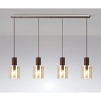 Regent Maisy 4 Light Linear Pendant 1420mm in Mocha with Amber Glass