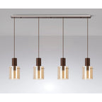 Regent Maisy 4 Light Linear Pendant 1420mm in Mocha with Amber Glass