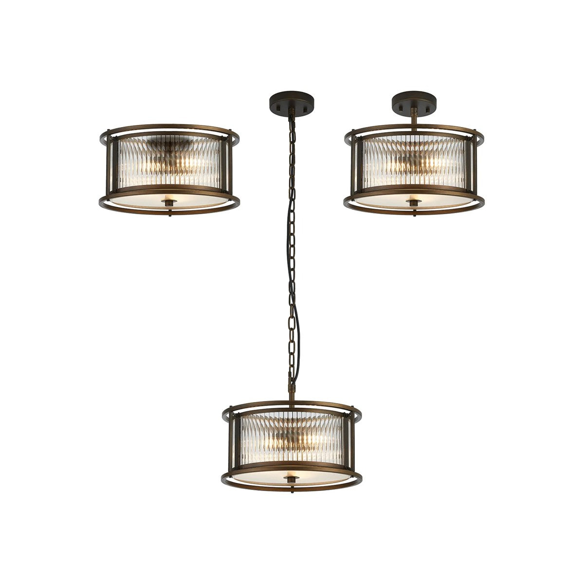 Regent Malmedy 350mm 3 Light Convertible Pendant Light - Bronze