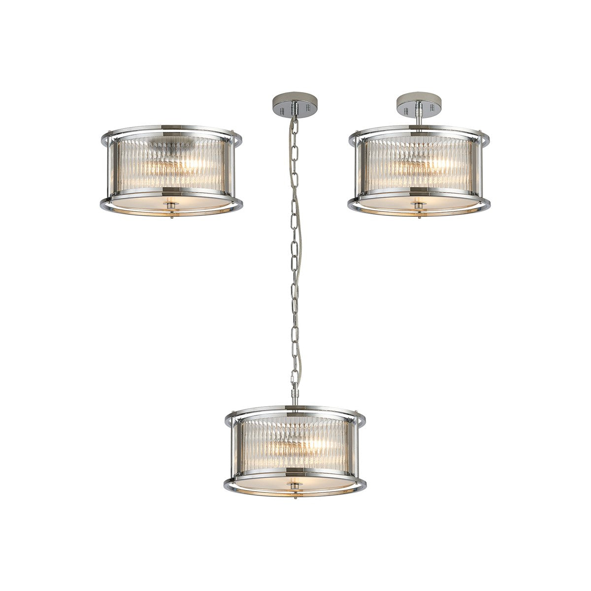 Regent Malmedy 350mm 3 Light Convertible Pendant Light - Polished Chrome