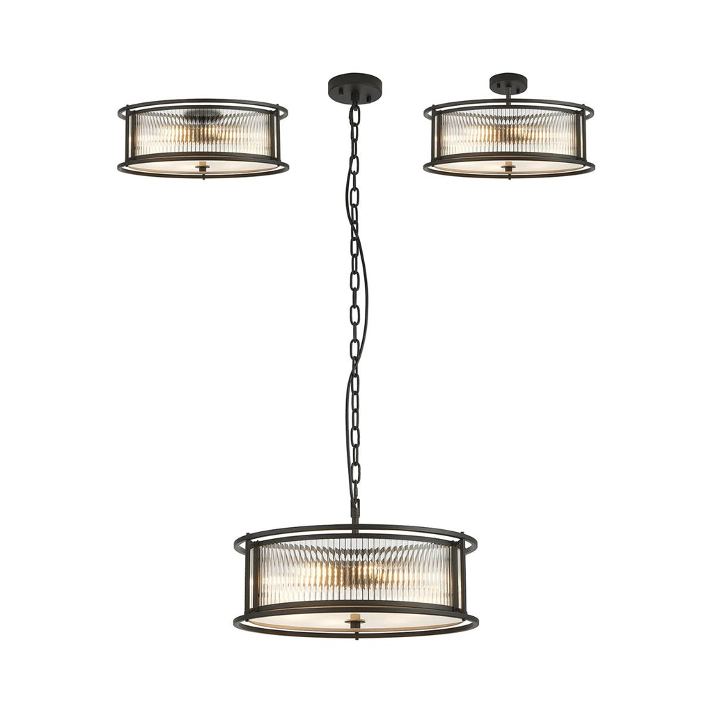Regent Malmedy 500mm 6 Light Convertible Pendant Light - Satin Black