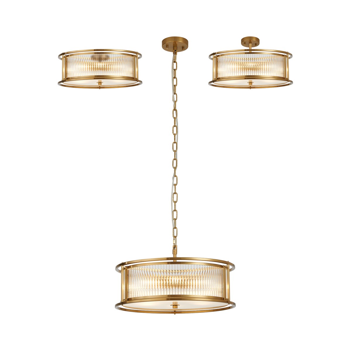 Regent Malmedy 500mm 6 Light Convertible Pendant Light - Brass