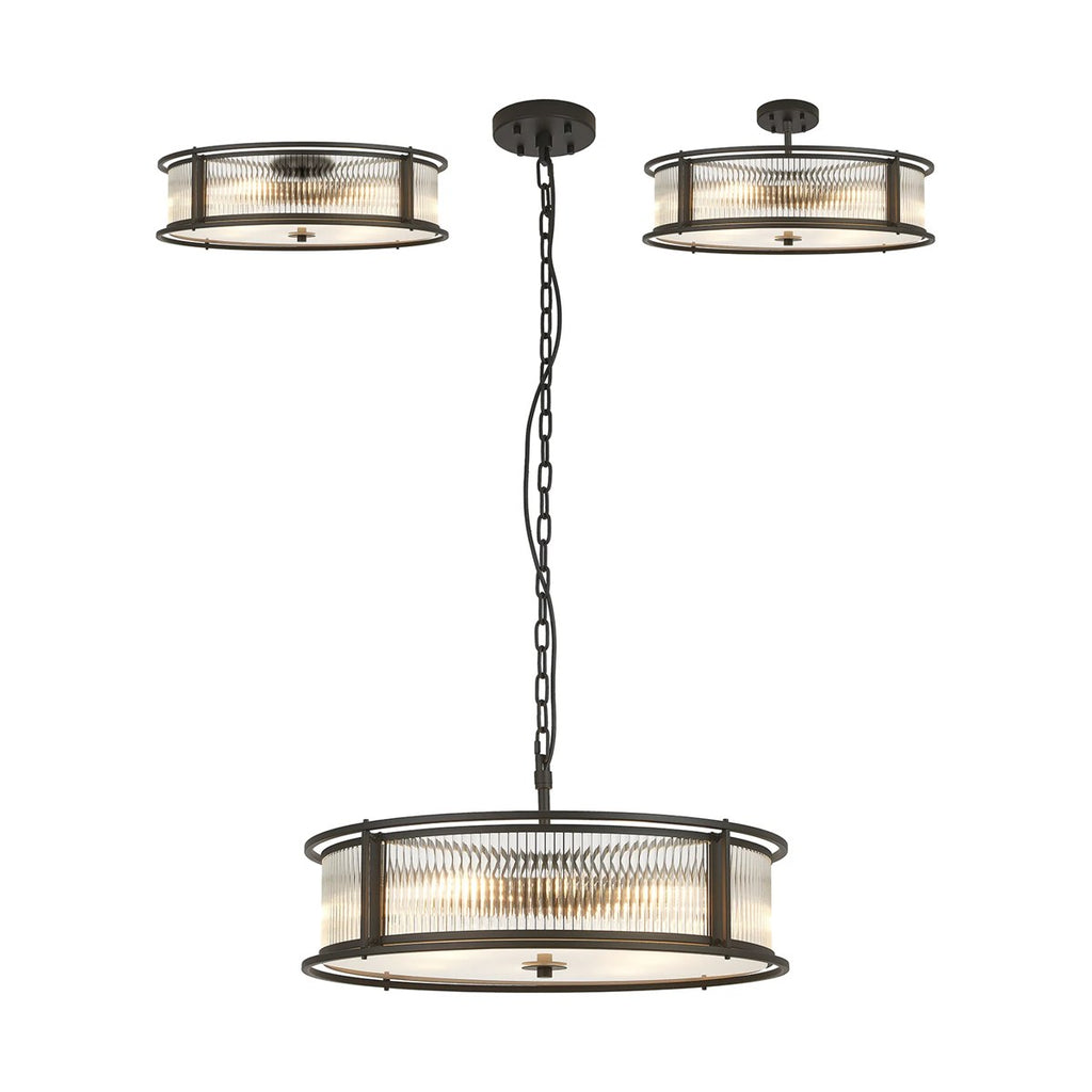 Regent Malmedy 650mm 8 Light Convertible Pendant Light - Satin Black