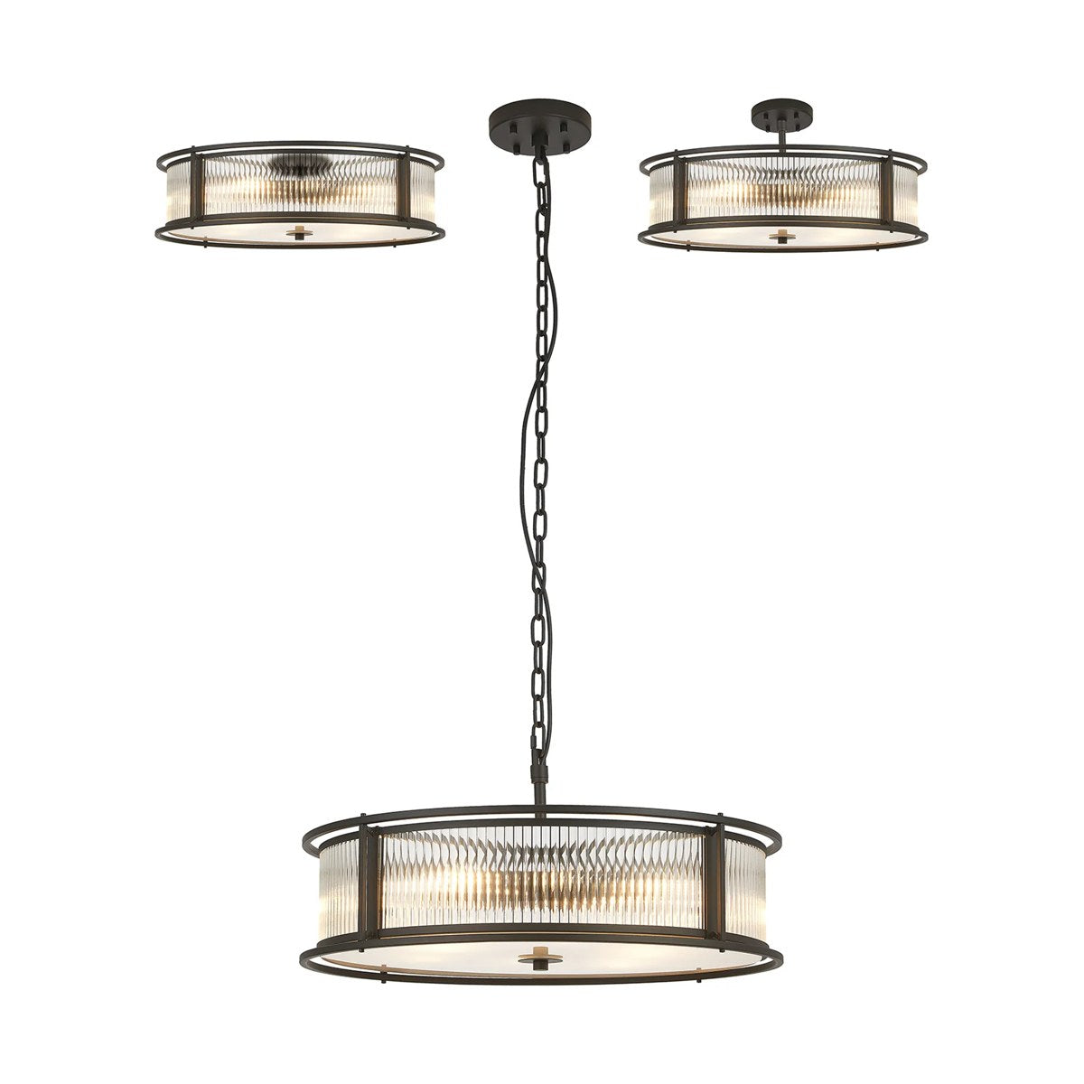 Regent Malmedy 650mm 8 Light Convertible Pendant Light - Satin Black
