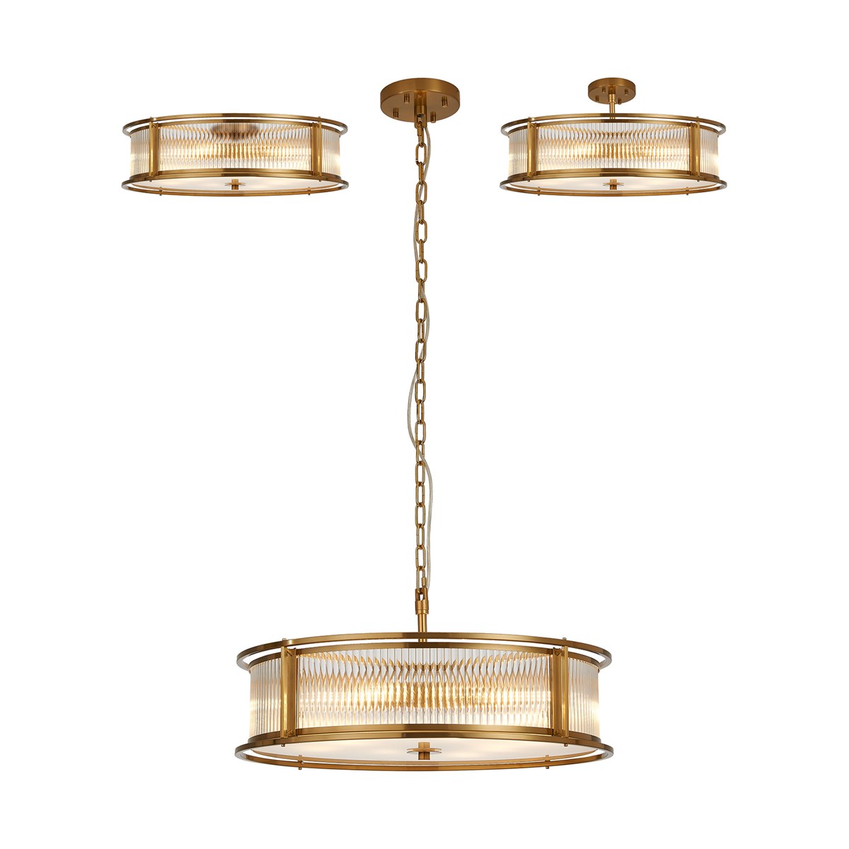 Regent Malmedy 650mm 8 Light Convertible Pendant Light - Brass